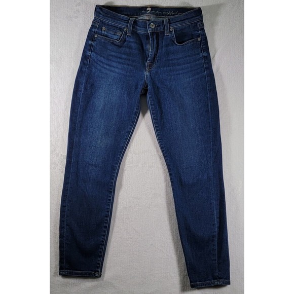 7 For All Mankind Cropped Gwenevere Size 27 Ankle Low Rise Straight Womens Jeans - Picture 3 of 16